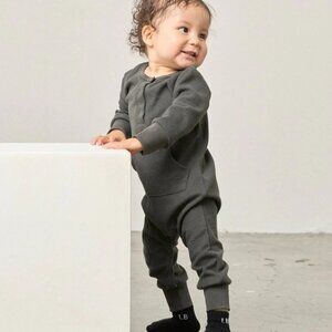Little Bipsy Collection Toddler Boys Waffle Knit Henley Romper 18-24M Fall